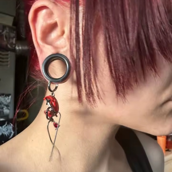 Gothic Red Blood Moon Earrings - Picture 7 of 16